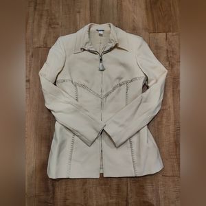 Versace Women's Beige Full Zip Wool Jacket Wrstern